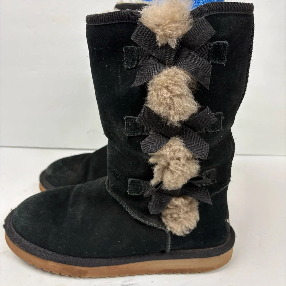 Koolaburra by Ugg Victoria Tall Winter Snow Boots Black Bows Women’s size 7
